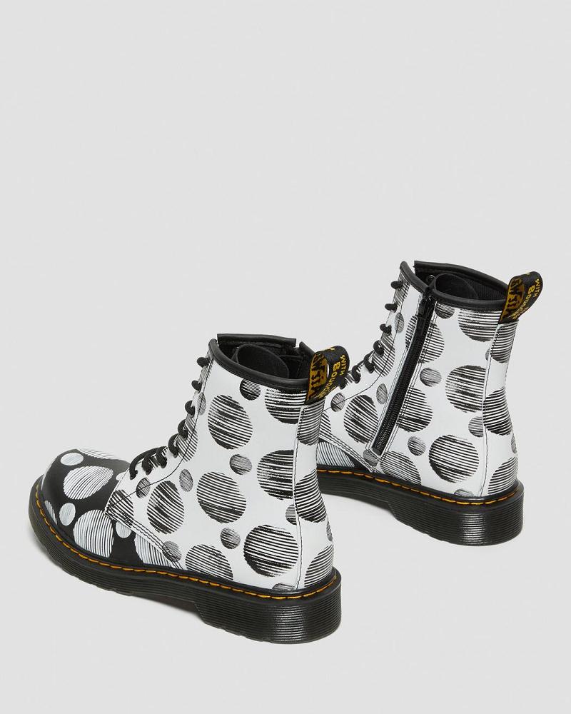 Dr Martens Youth 1460 Polka Dot Lær Snørestøvletter Barn Svarte | Norge 111YXF
